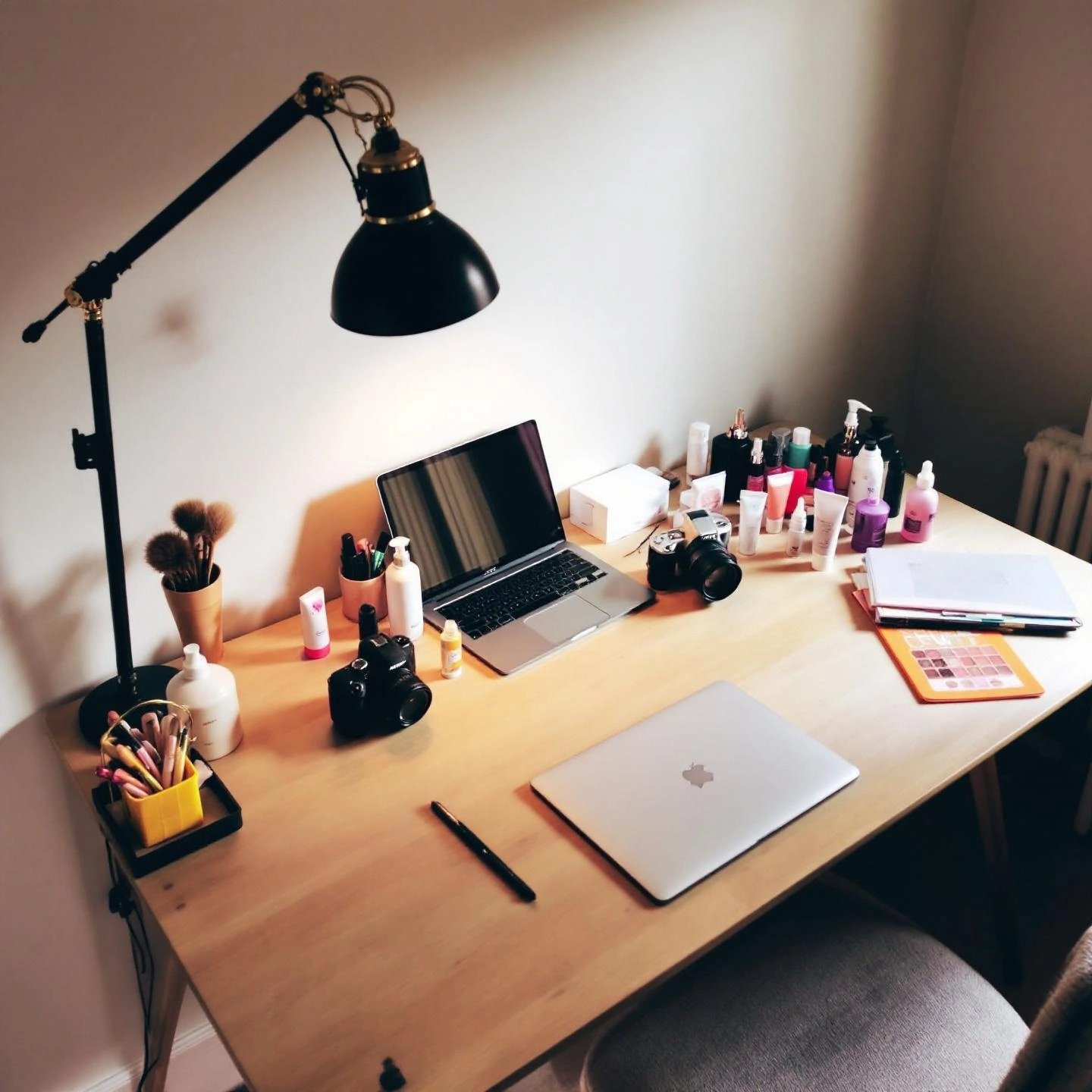 a stylish workspace setup for starting a beauty blog