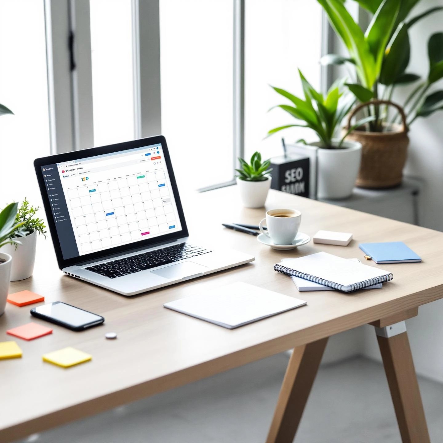 organized workspace for planning blog content strategy