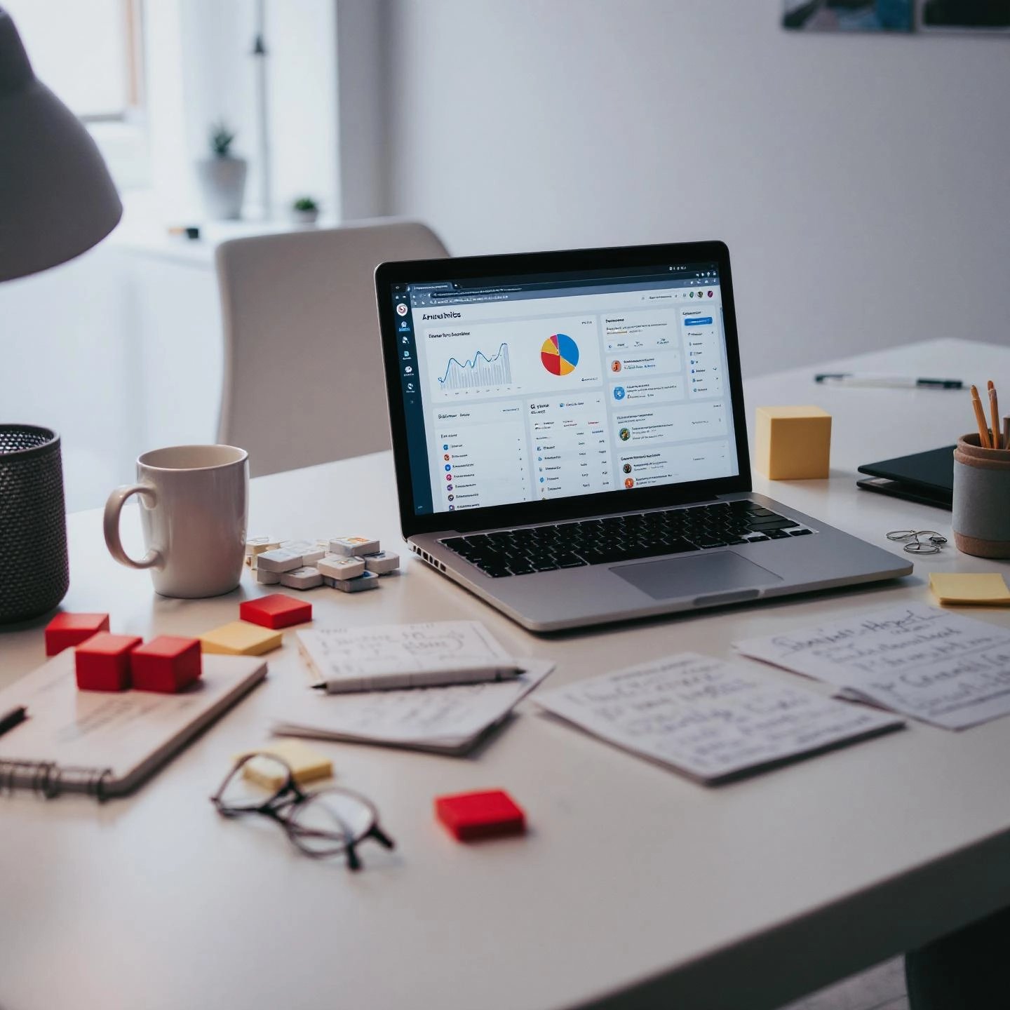 modern workspace with tools for finding trending blog topics