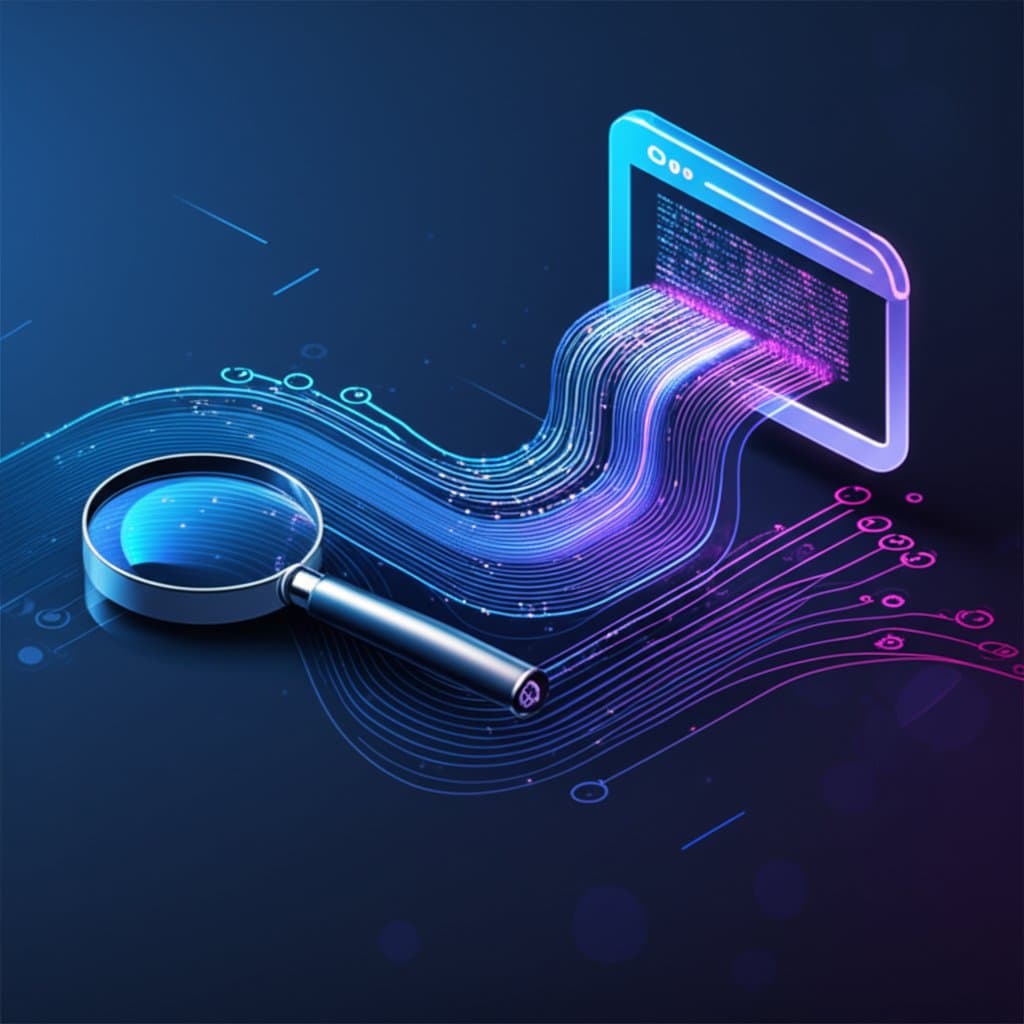 an abstract representation of how google analyzes meta tags and website code for search optimization